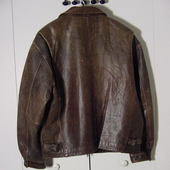 Vtg Brown Leather St. John's Bay Bomber Jacket Sz XL Buckle Back - Picture 13 of 15